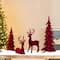 Glitzhome; Glitzhome® Burgundy Flocked Reindeer with Tree Christmas Table Décor Set; Category:Christmas Tabletop Decor; Image:3